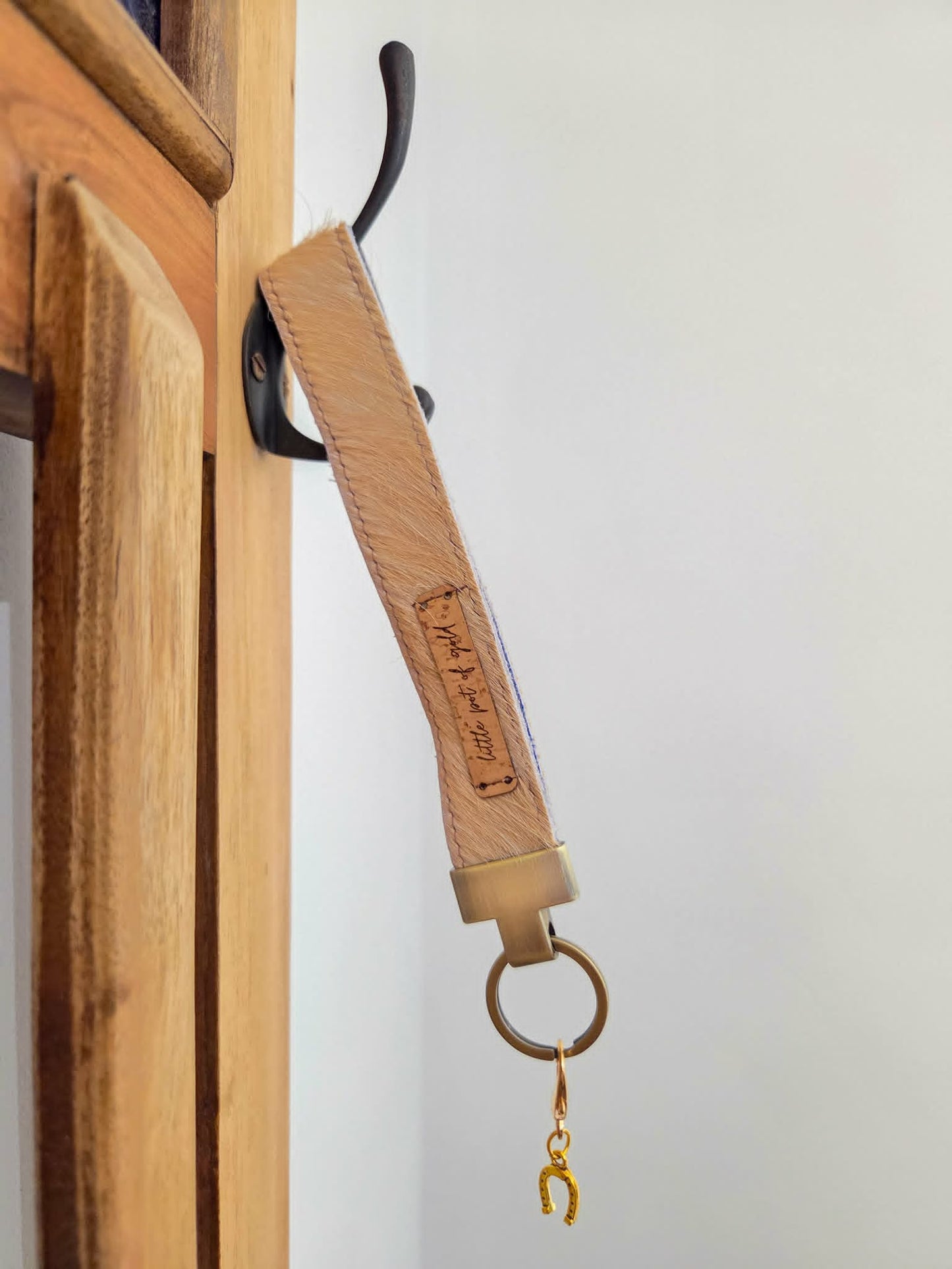 Cowhide Wristlet Key Fobs with Country Charm