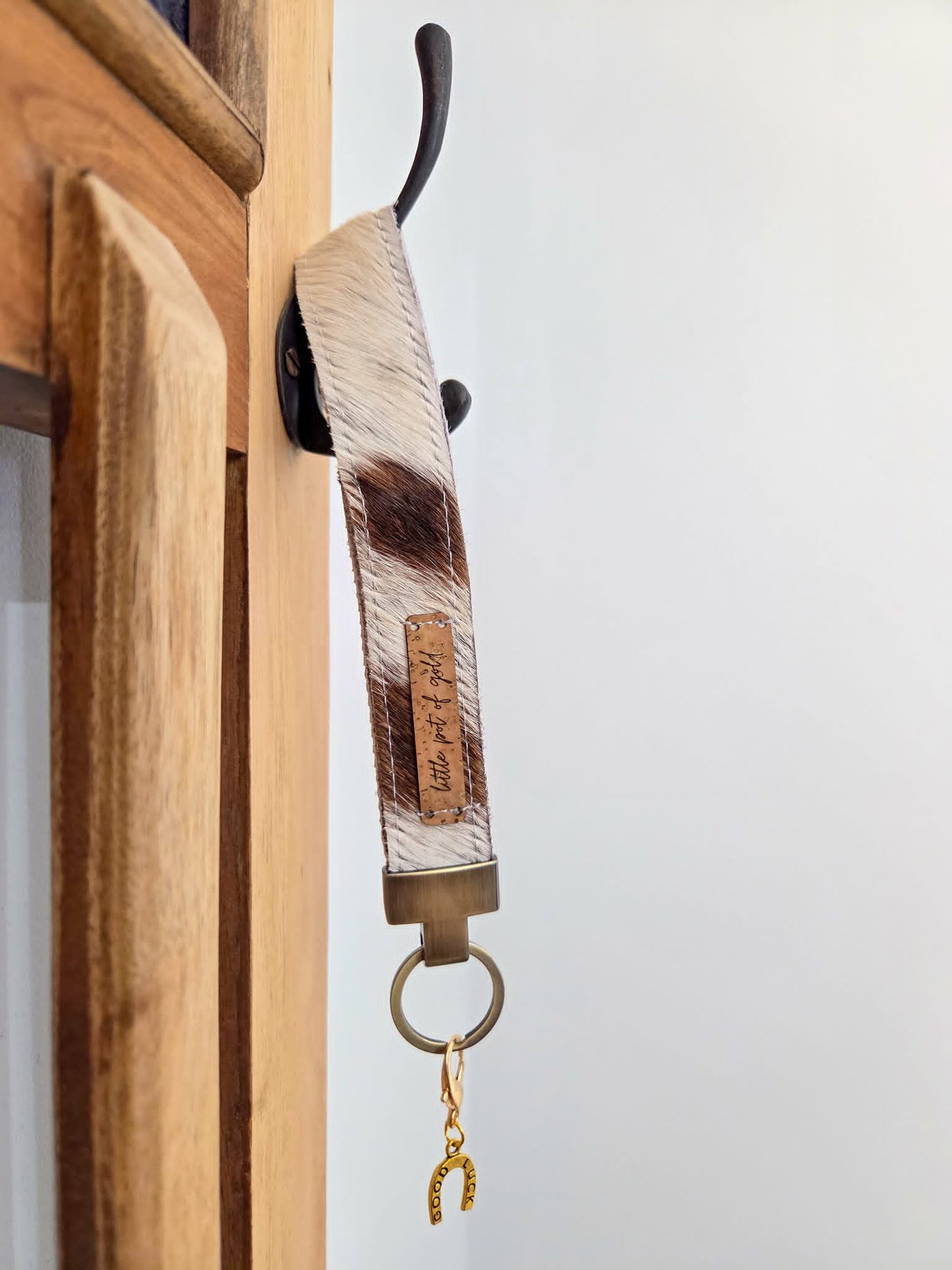 Cowhide Wristlet Key Fobs with Country Charm