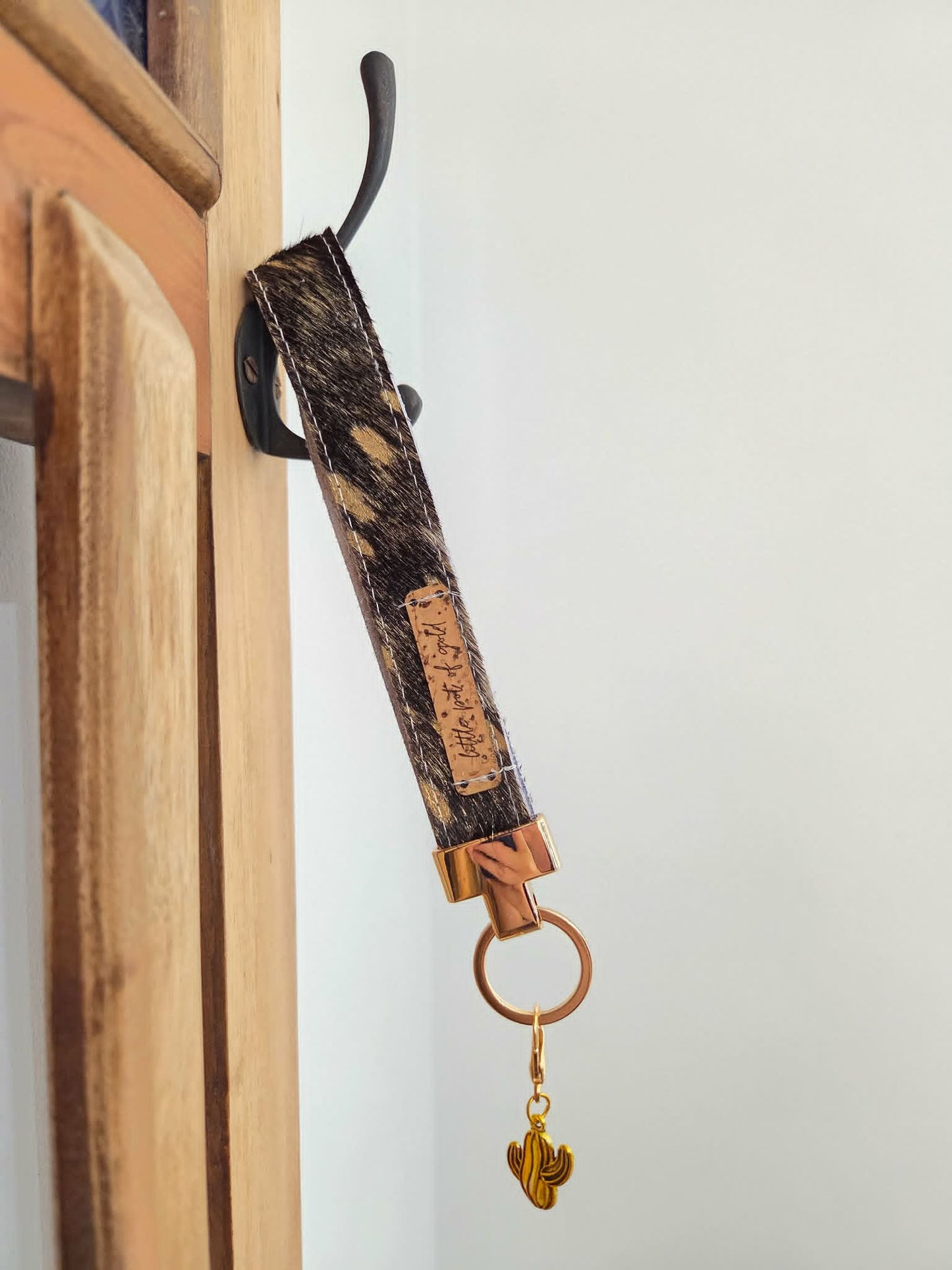 Cowhide Wristlet Key Fobs with Country Charm