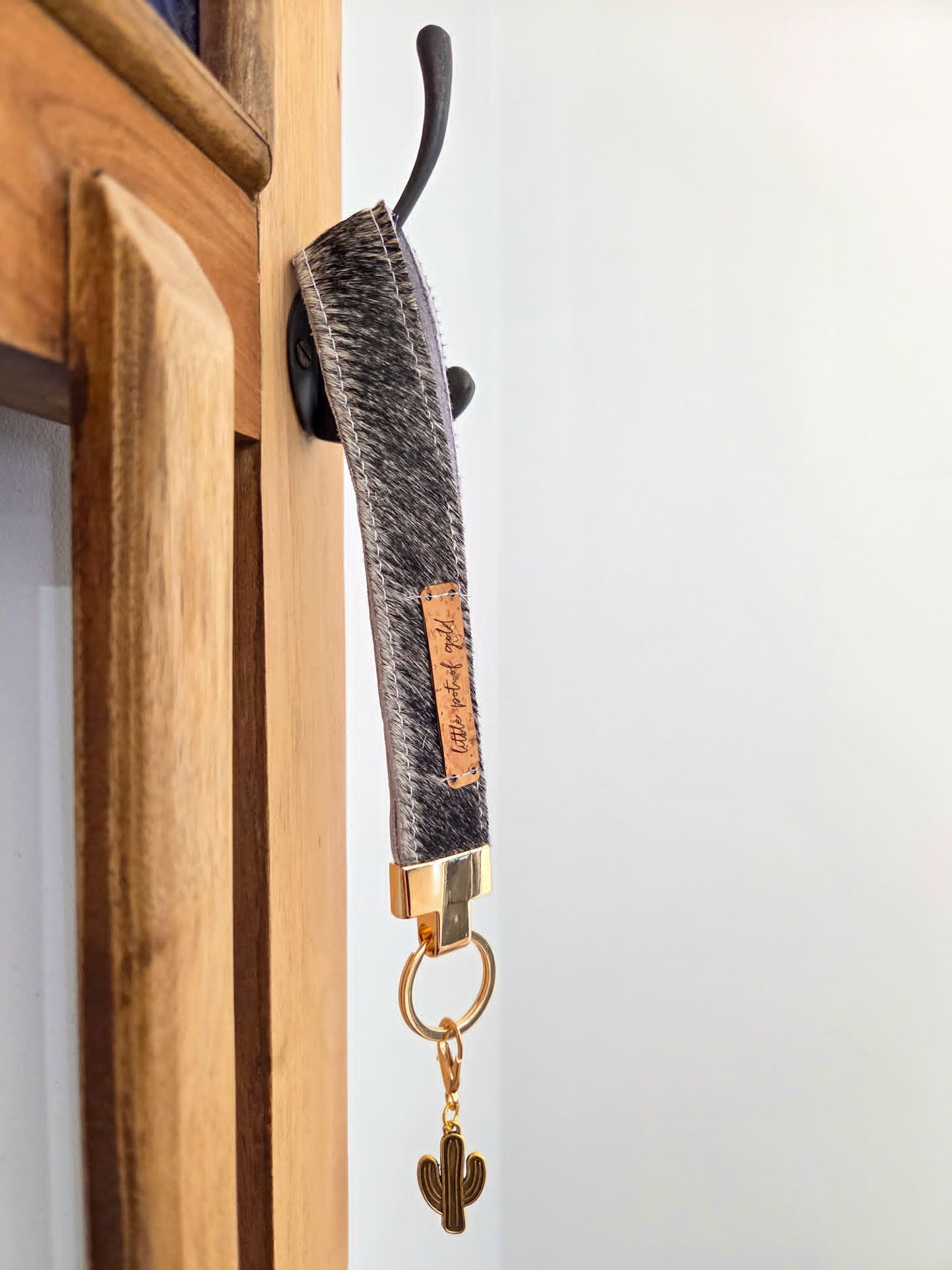 Cowhide Wristlet Key Fobs with Country Charm