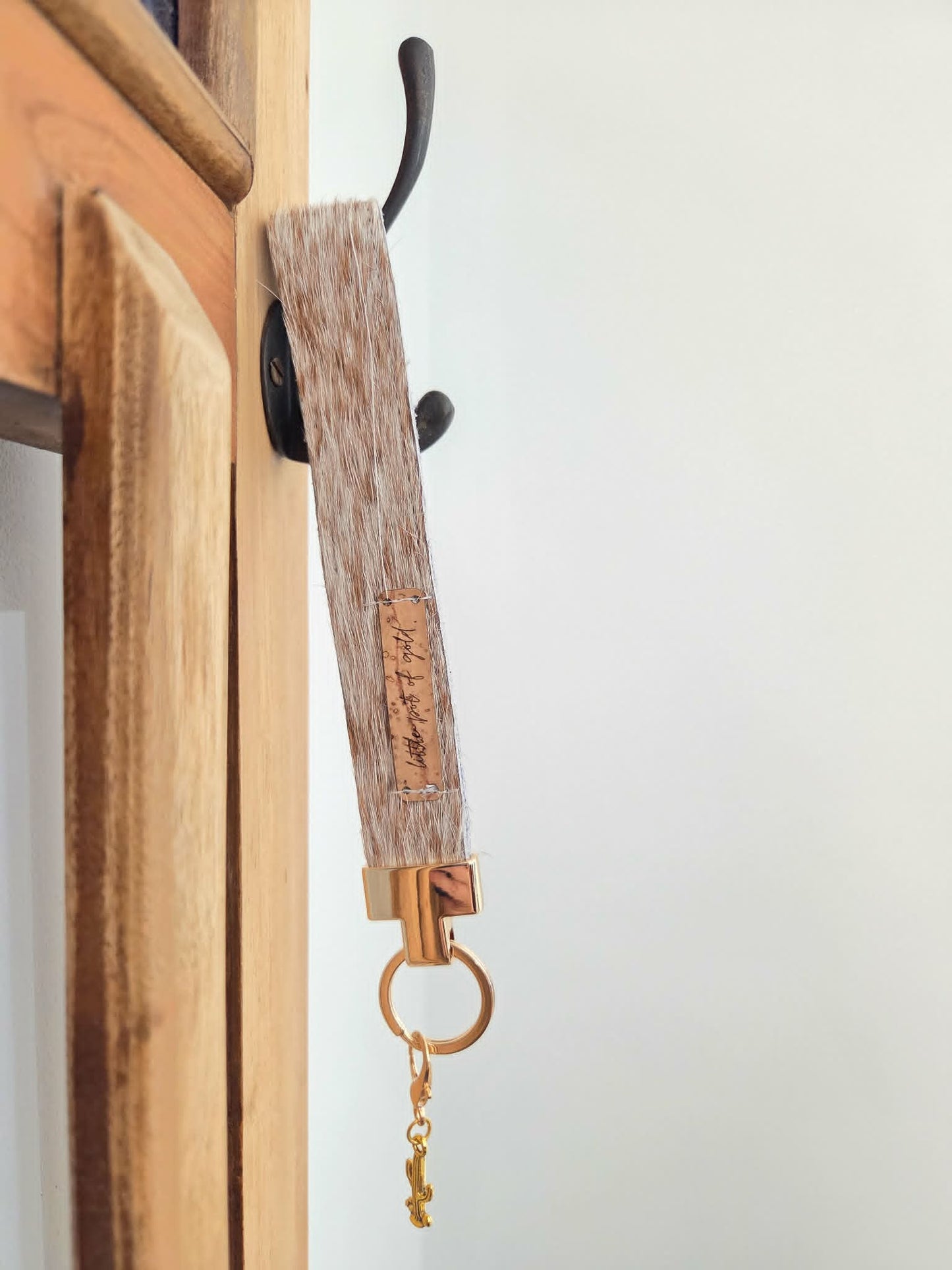 Cowhide Wristlet Key Fobs with Country Charm