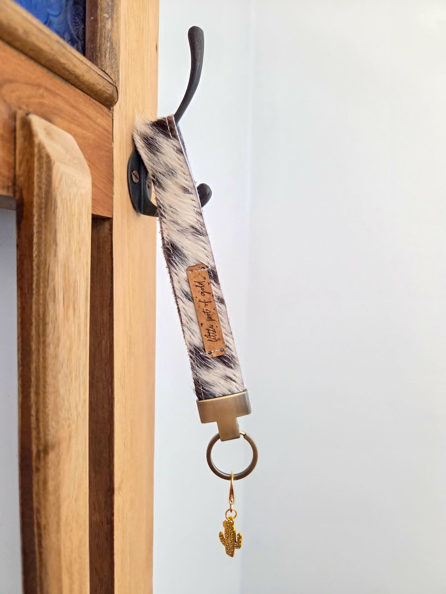 Cowhide Wristlet Key Fobs with Country Charm