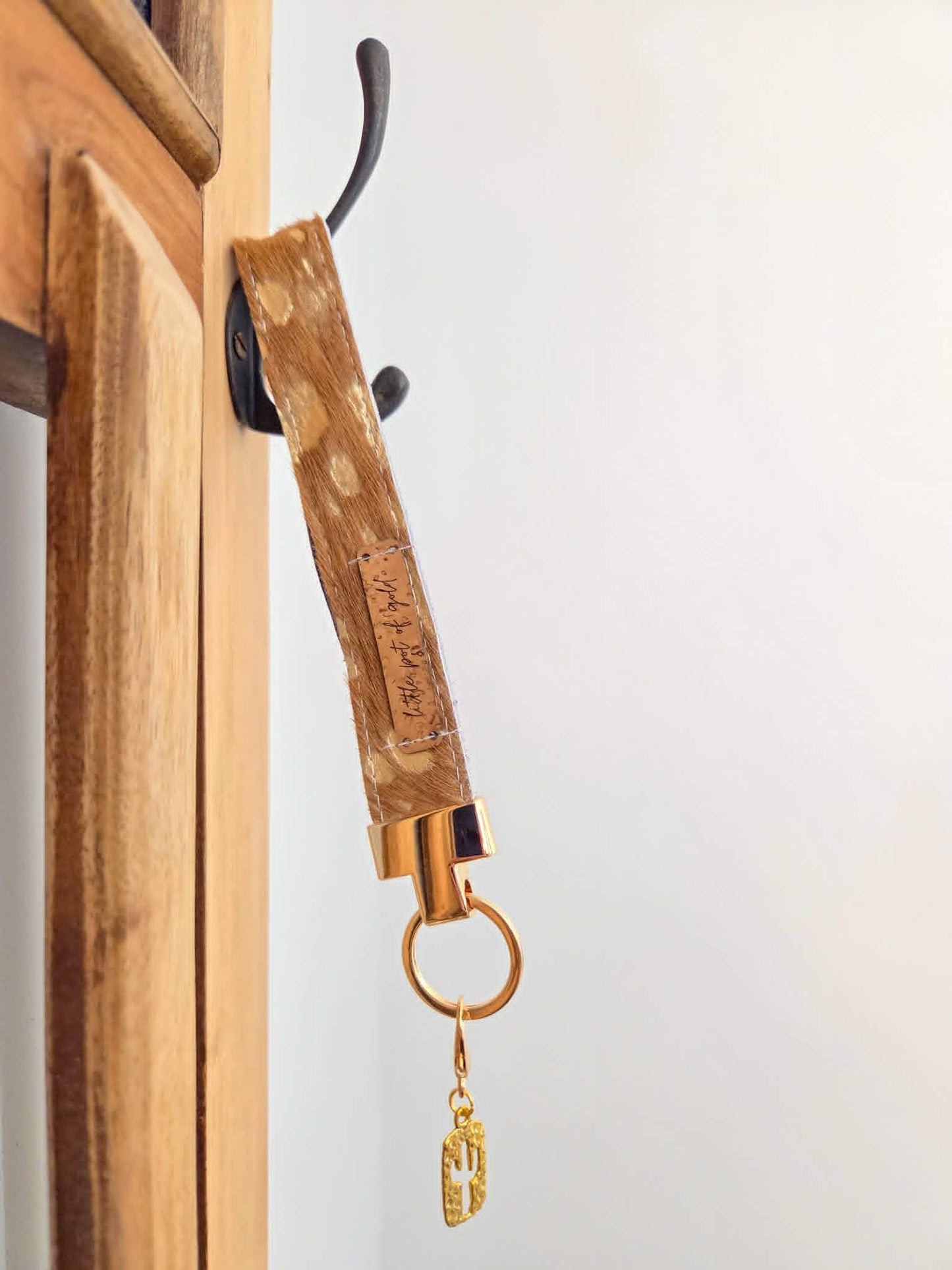 Cowhide Wristlet Key Fobs with Country Charm