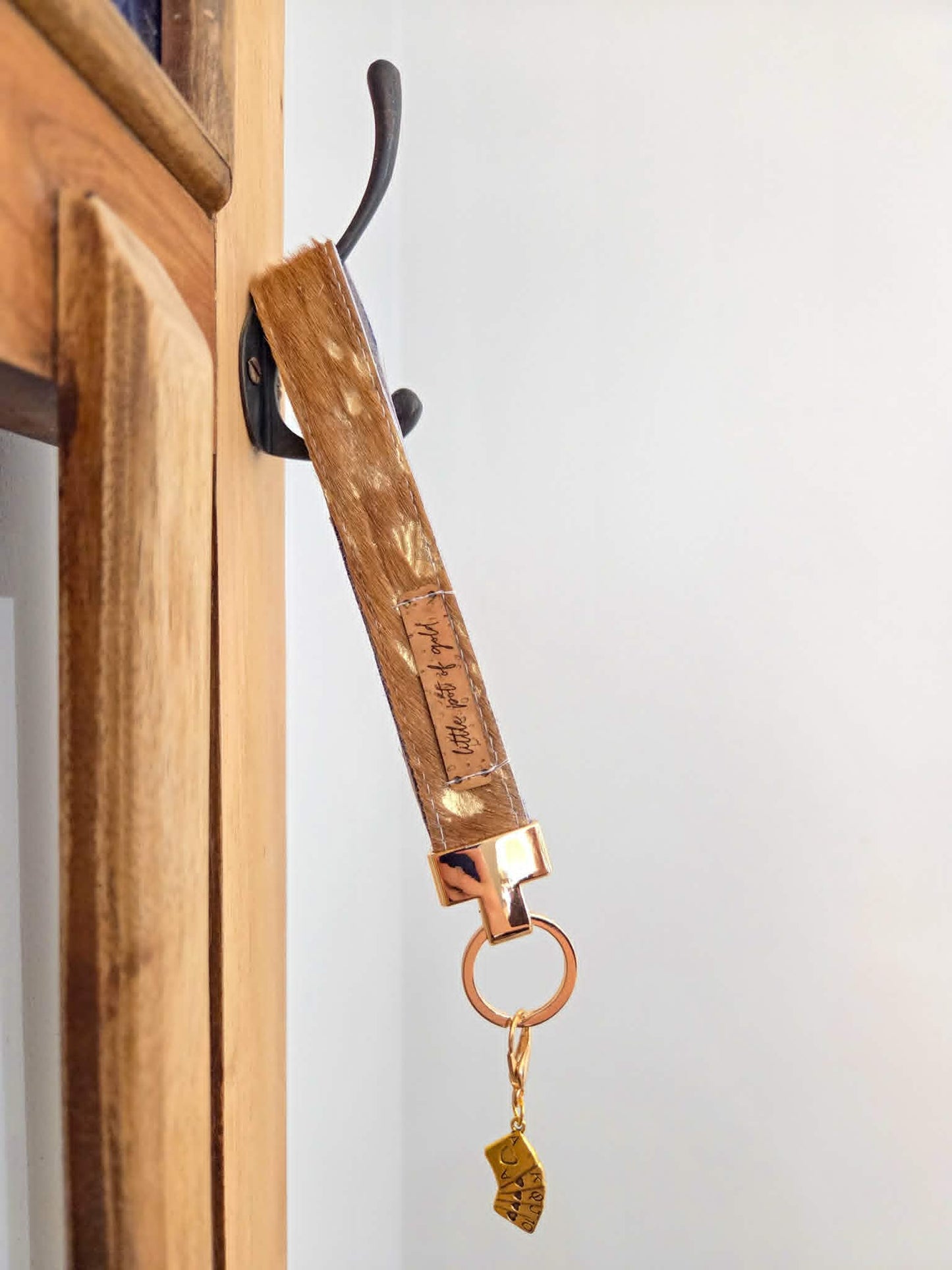 Cowhide Wristlet Key Fobs with Country Charm
