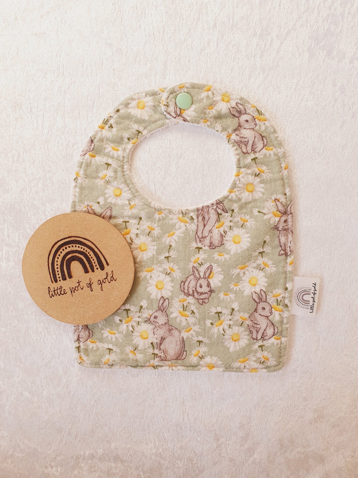 Bunny Fields Bib and Burp Set