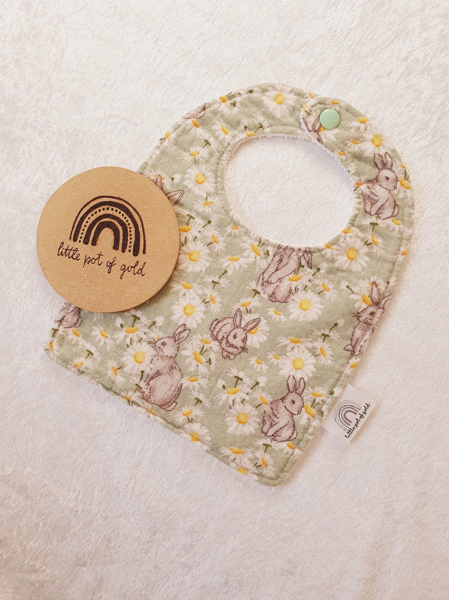 Bunny Fields Bib and Burp Set