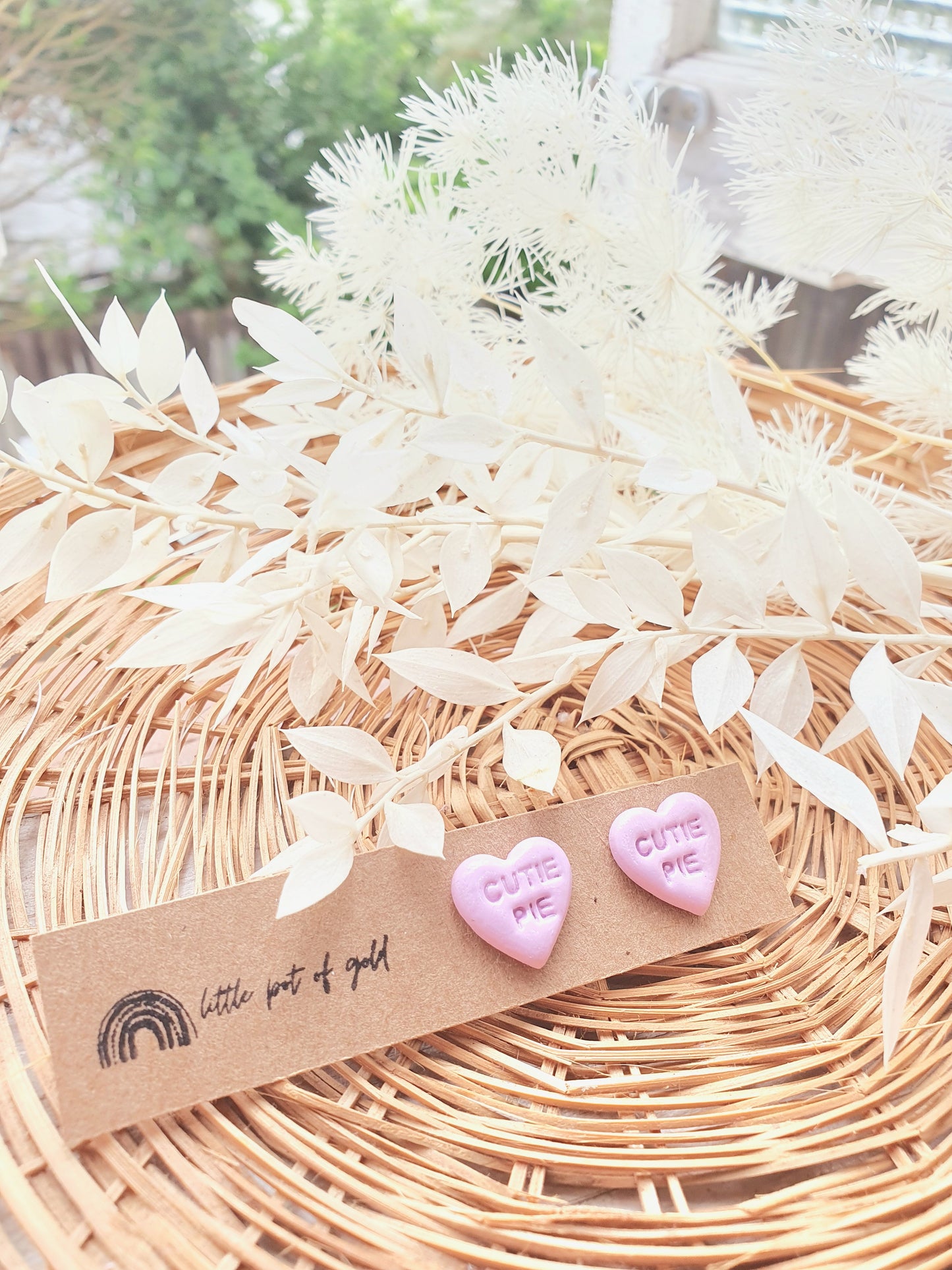 "Cutie Pie" Candy Heart Studs